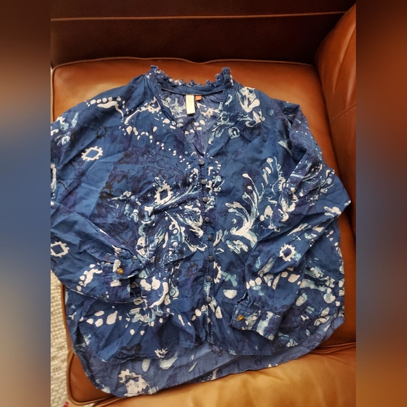 ANTHROPOLOGIE PILCRO THE TAVI RUFFLED BUTTON DOWN Size S Small - Picture 6 of 8